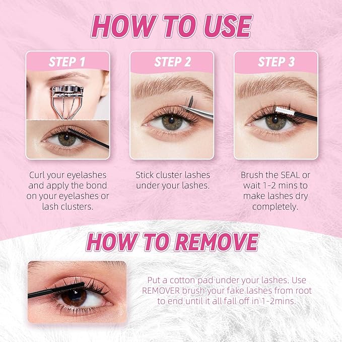 FADLASH 3D Printing Lash Clusters - Wispy Fluffy Eyelash With Natural Curl, Comfortable and Lightweight - DIY Reusable Cluster Eyelash Extensions at Home Mix 10-16mm