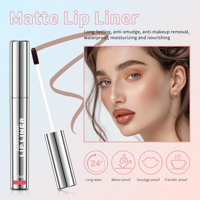 Peel Off Lip Liner Stain - Long-Lasting, Smudge-Proof, Waterproof Nude Matte Lip Tint, Non-Fading Peel Off Lip Color, Effortless Precision & Full Coverage, Vegan & Cruelty-Free, #3 Brow