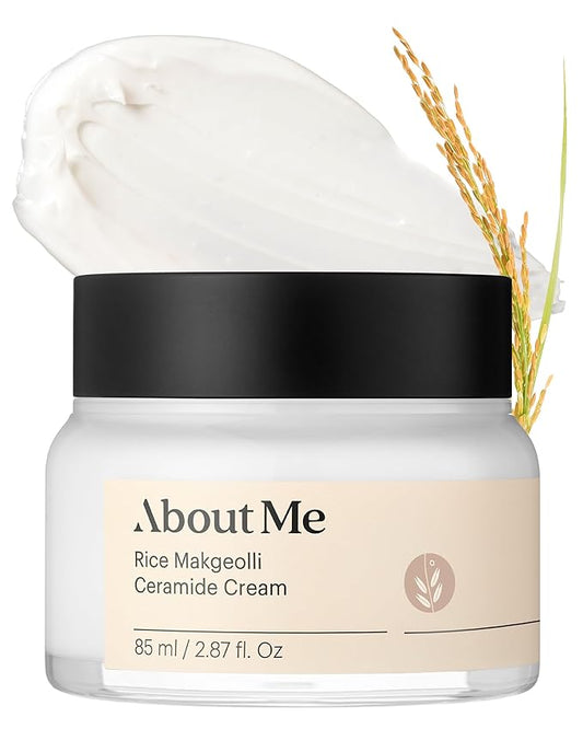 About Me Rice Makgeolli Ceramide Cream – Korean Traditional Fermentation Face Moisturizer for Dry Sensitive Skin – Daily Care with 6 Ceramides & Shea Butter – Korean Skin Care – 2.87oz, 85ml
