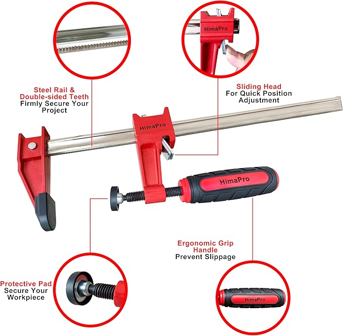 HimaPro 18 Inch Bar Clamp Set, 2 Pack 600 lbs Load Limit Medium Duty Quick Release Steel F Clamp, Ideal for Woodworking, Metalworking, and DIY Projects