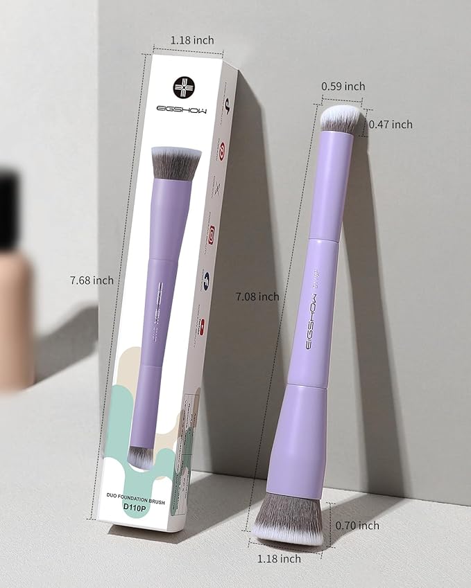 EIGSHOW Foundation & Concealer Brush with Silver Ion Bristles, Dual Ended Makeup Brush for Flawless Coverage, Precision Concealer (D110P)