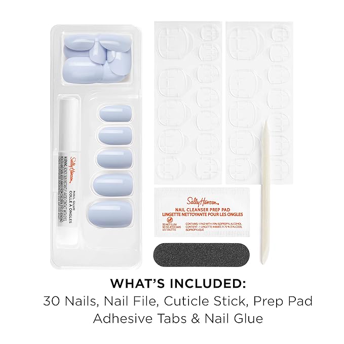Sally Hansen Salon Effects Perfect Press-On Nails | Oval Shape | Easy to Apply, Non-Damaging | 30 Nails, Nail Glue, Adhesive Tabs, File | Ozone You Didn't