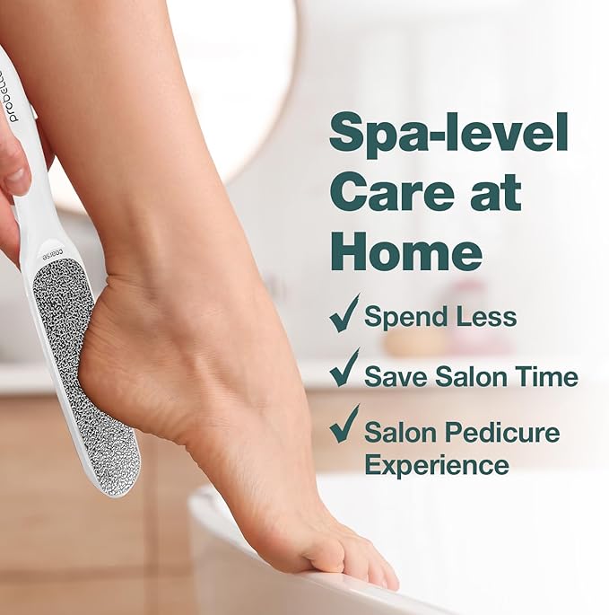 Probelle Double Sided Multidirectional Nickel Foot File Callus Remover - Immediately Reduces calluses and Corns to Powder for Instant Results, Safe Tool (White)
