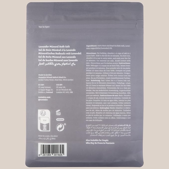 Dead Sea Salts for Soaking - Relaxing Salt Bath Soak for Body Rejuvenation - Natural Mineral Salts - Coarse Dead Sea Salt Bath Salts for Women & Men w/Lavender Infused Essential Oil (8.82 oz)