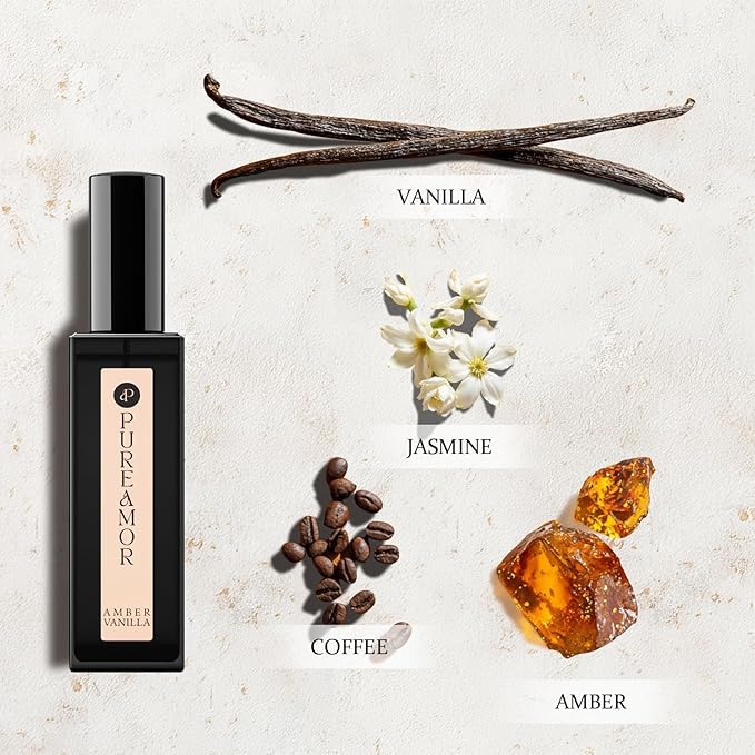 Amber Vanilla Perfume for Women, Coffee Scented Fragrance with Warm Amber & Sweet Vanilla Notes, Long Lasting Extrait de Parfum, Advanced Fragrance Travel Size 0.7 oz Eau de Parfum Spray