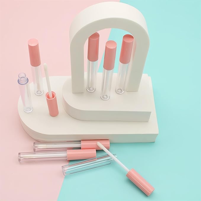 10cm Empty Lip Gloss Tubes With Wand Lipgloss Tubes Cute With Pink Lids Lip Balm Bulk Refillable Cosmetic Containers Diy Lip Gloss Making Kit（20pcs）
