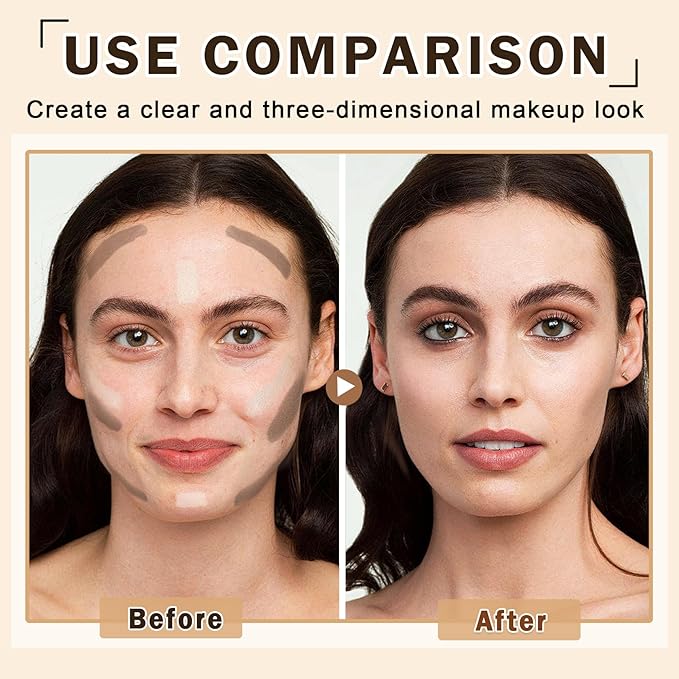 Cool Toned Contour Stick and Liquid Highlighter Makeup Stick,Lightweight Liquid Contour,Grey Cream Bronzer for Sculpted Look,Hydrating and Nourishing (Cool Tone Contour + Highlight)