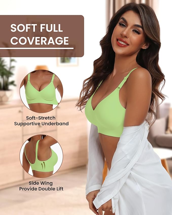 HORISUN Comfortable Seamless Full Coverage Bra for Women Wireless Bras with Soft Support Regular and Plus Size