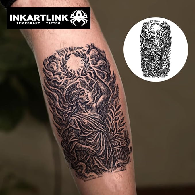 INKARTLINK Semi Permanent Tattoo, creative retro myth party tattoo, exquisite and realistic design, interesting tattoo experience, cruelty-free, non-reflective, waterproof (Goddess of Victory)