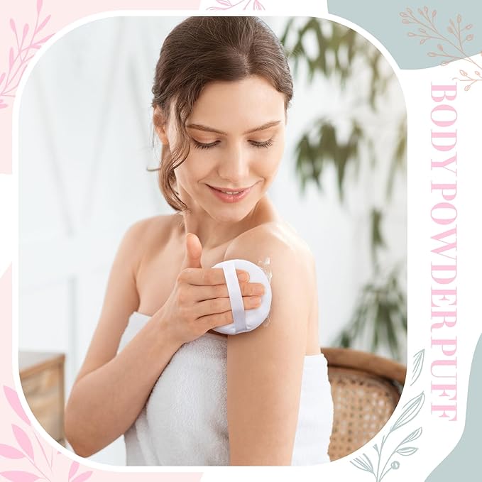 16 Pcs 4 Inch Large Washable Powder Puff for Body Round Loose Soft Velour Powder Puff,white