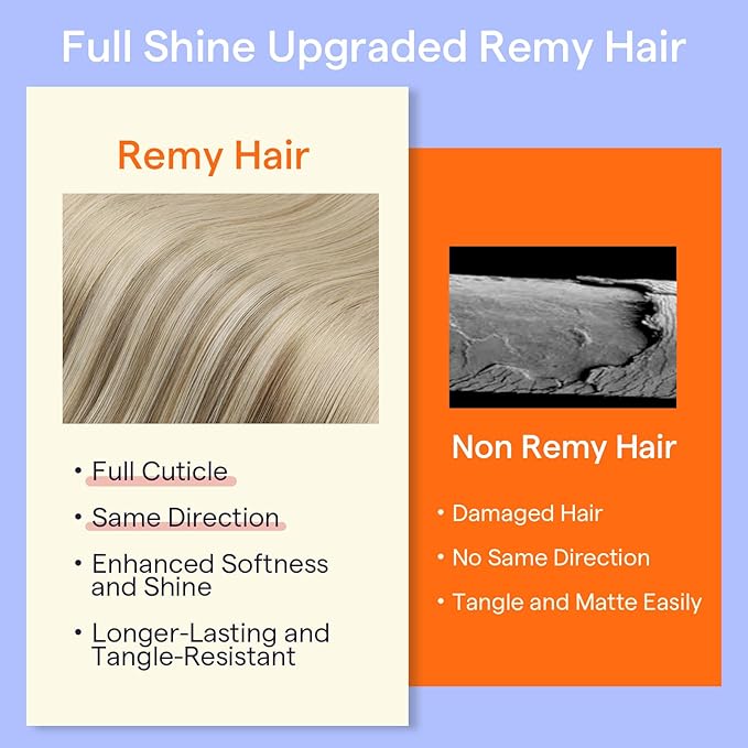 Full Shine Remy Human Hair Clip in Extensions 20 Inch Teddy Bear Blonde Balayage Invisible Hair Extensions Human Hair 120 G 7 Pcs