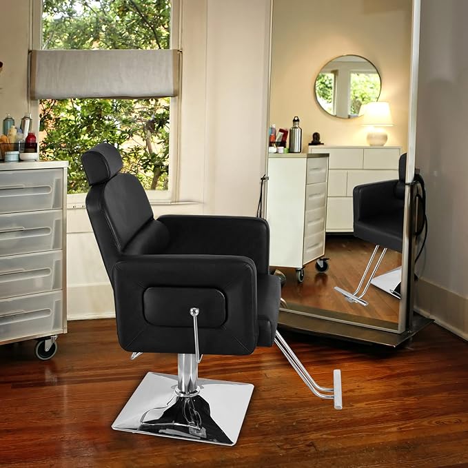 OmySalon Salon Chair for Hair Stylist, Reclining Barber Chair Hairdressing Styling Chair with Adjustable headrest, Beauty Shampoo Barbershop Furniture
