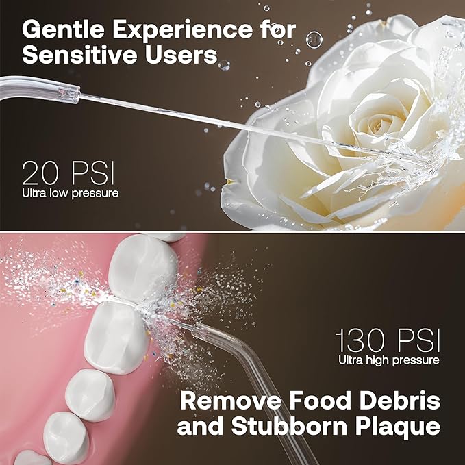 Bitvae C6 Water Dental Flosser Teeth Pick, Cordless Flosser for Travel with 6 Jet Tips, 3 Modes 5 intensities, IPX7 Waterproof Portable & Rechargeable Oral Irrigator Cleaner, Black