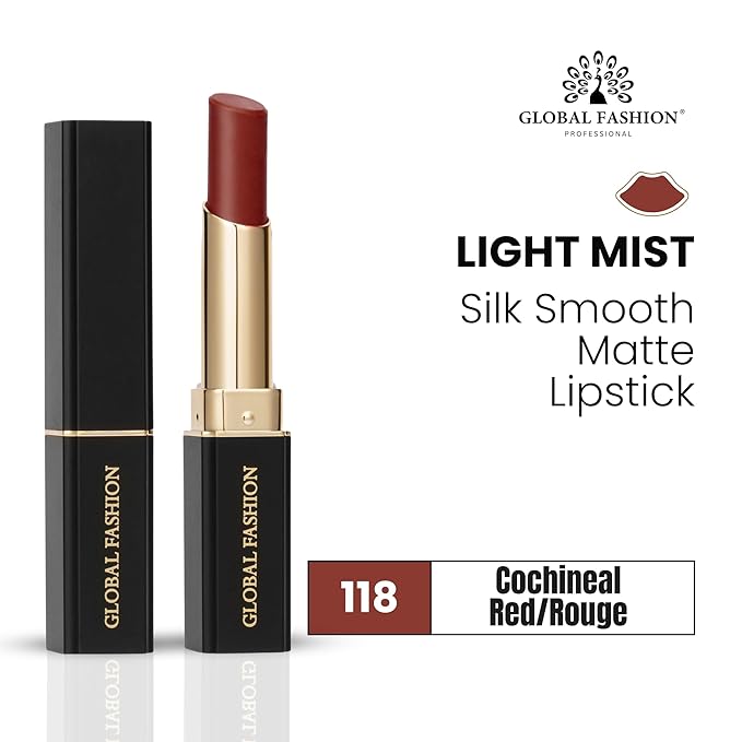Global Fashion Silk Smooth Matte Lipstick – Long-Lasting, Luxurious Color, Rich Hydration, Lightweight Formula, Lightweight Matte Lip Color for Women, Available in Multiple Shades (118, 0.12 oz)