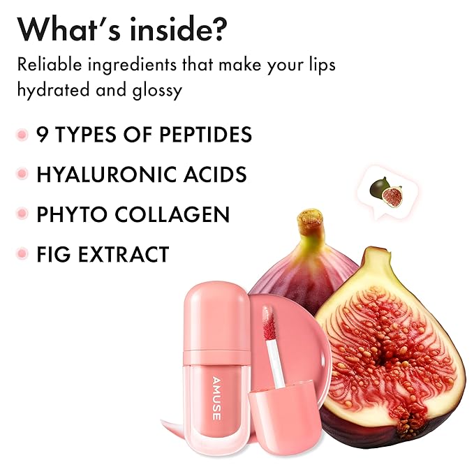 Amuse SEOUL BEBE TINT - 06 PINK FIG | 24-hour Long-lasting Lip Stain, Plumping, Hydrating, Moisturizing, No Peel Off, Lip Care, Treatment, Non Sticky, Korean Lip Tint for Dry Lips