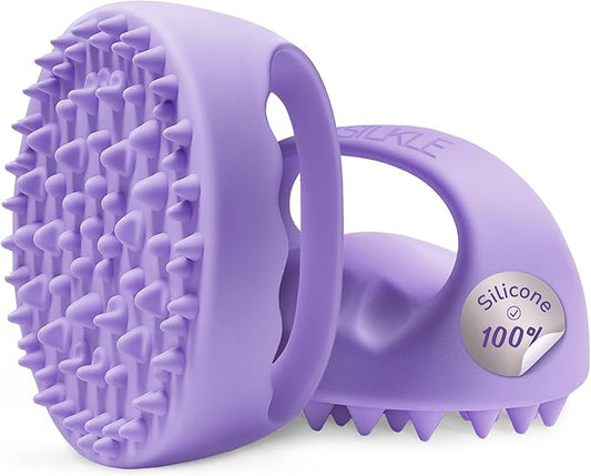 Anti-Cellulite Silicone Massager Brush - Deep Tissue Body Scrubber for Cellulite Remover, Skin Firming & Lymphatic Drainage - Exfoliating Massage Tool with Grip Handle for Legs & Body - Purple