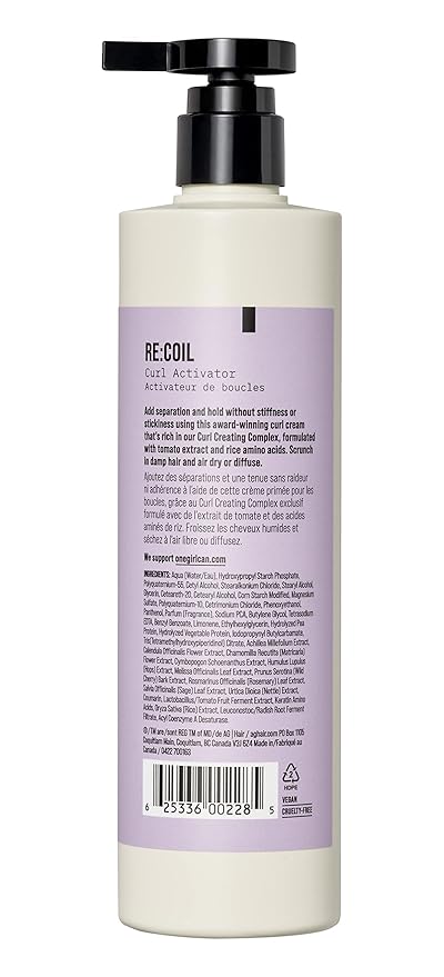 AG Care Re:Coil Curl Activator Curl Cream with Keratin Amino Acids - Ultra-Nourishing Curly Hair Cream for Defined, Healthy Curls, 12 Fl Oz