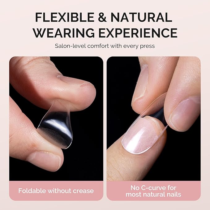 MelodySusie Long Square X Nail Tips - 288Pcs Clear Acrylic, Half Matte Full Cover Press on Nails for DIY Extension & Salon Use,12 Sizes Pre-Shaped for Long-Lasting Manicure