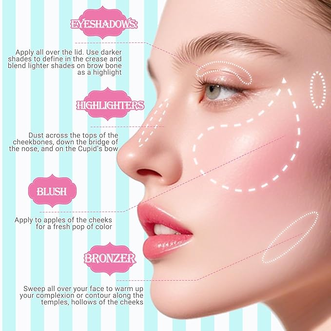 VIOLA HOUSE All In One Face Palette,Velvety-Smooth Buildable & Blendable Formulas,Bronzer,Eye shadow,Highlight 8.5g (Light)