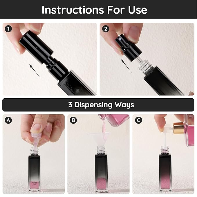 Segbeauty 0.34oz Perfume Atomizer, 10 Pack Glass Mini Travel Perfume Bottle Refillable, 10ml Empty Travel Size Bottles for Cologne Fragrance, Cologne Sprayer with Transfer Tools Set for Refill