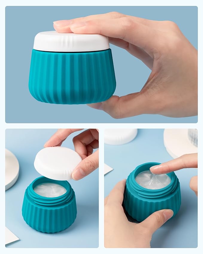 Travel Containers for Toiletries 4 Pack, TSA Approved Travel Size Toiletries, Travel Size Containers, With Clear Bag Leak Proof Silicone Jars, Travel Essentials Creams Jars Carrying Small Items