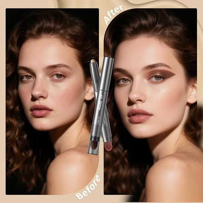 DAGEDA Warm Toned Contour Stick,Cream Contour Makeup with Brush,Lightweight, Blendable, Longlasting Creamy Bronzer Stick, Matte Finish Natural Face Contouring Makeup