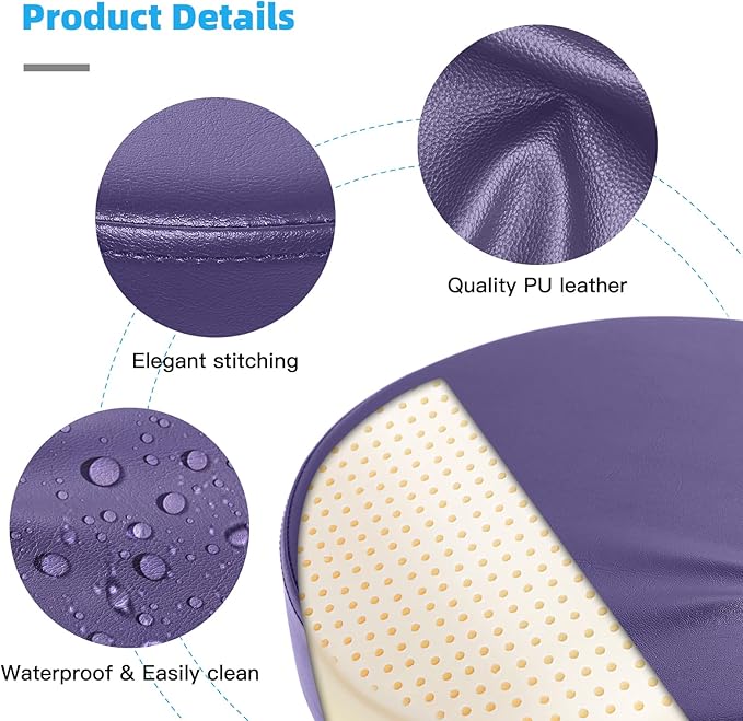 Rolling Stool with Wheels 400lbs Weight Capacity,Heavy Duty Lash Chair Adjustable for Tatoo Lab Massage Salon Spa Drafting Nail Teach,360 Swivel,Leather,Thick Seat Padding (Purple)