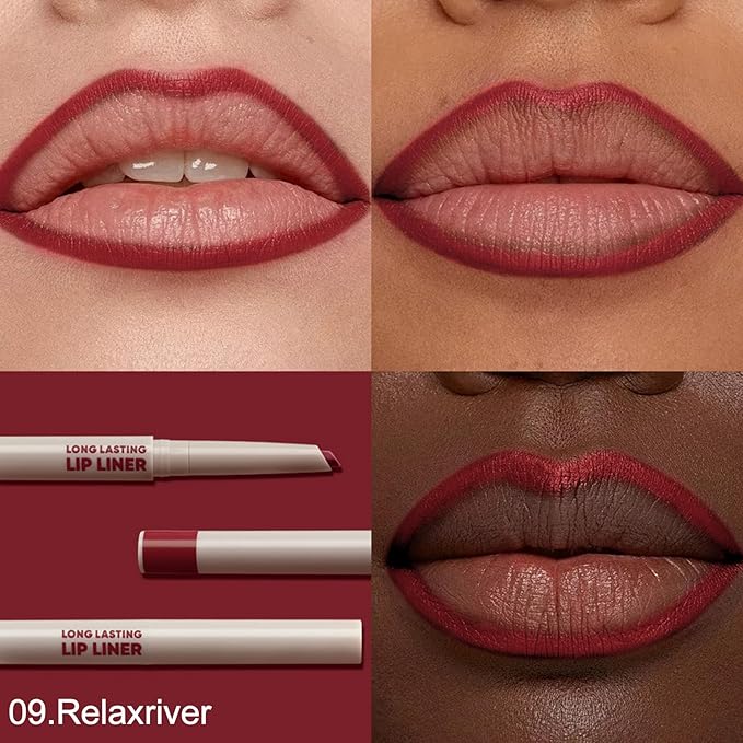 Erinde Long-Lasting Lip Liner Pencil, 2-in-1 Matte Lipliner Pencil for Sculpting & Filling, Rich Color Creamy Waterproof Lip Liner Crayon, Lip Contour Tint, Vegan & Cruelty-Free, 09 Nude Red Brown