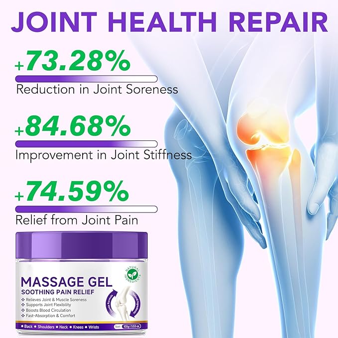 2 Pack Joint Massage Purple Gel, Soothing Massage Cream for Joint Activities, Muscle, Knees, Lumbar, Neck, Back, Hands/Feet, Light-Weight & Easliy Spread for Post-Workout, Long-time Sitting|3.53Oz
