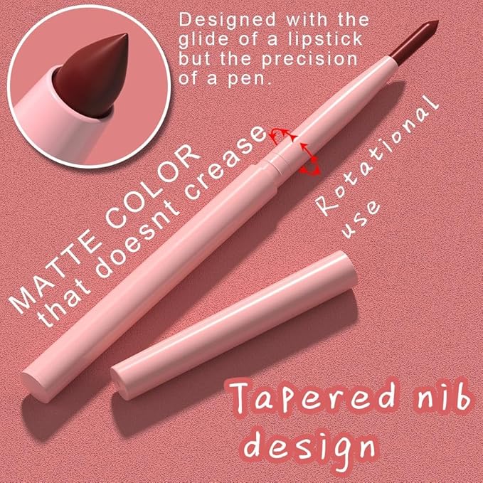 Kaely Matte Velvet Lip Liner Pencils Retractable for Shaping & Sculpting Lips, Dark Red Lip Pencils for Women Long Lasting Waterproof Rich Lip Colors Liner Crayon Lipstick delineador de labios 11