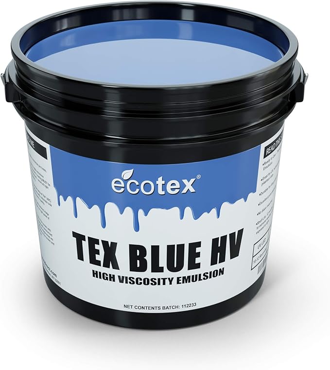 Ecotex® Tex Blue HV Emulsion (Pint - 16oz.) - High Viscosity Pre-Sensitized Screen Printing Emulsion, for Plastisol and UV Inks, Silk Screens, Textiles, and Fabric - Screen Printing Supplies