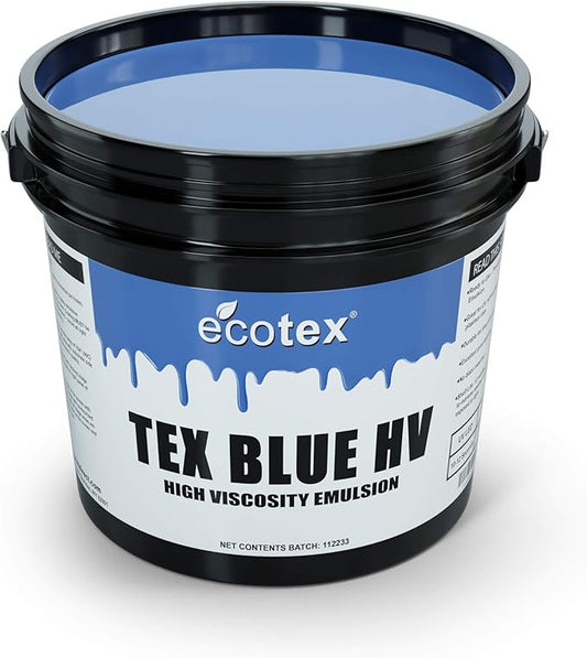 Ecotex® Tex Blue HV Emulsion (Pint - 16oz.) - High Viscosity Pre-Sensitized Screen Printing Emulsion, for Plastisol and UV Inks, Silk Screens, Textiles, and Fabric - Screen Printing Supplies