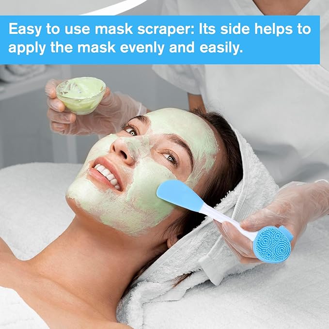Silicone Face Scrubber, Blue Cleansing Face Scrubber Facial Mask Brush Exfoliating Lip Brush Facial Cleansing Brushes Faces Exfoliator Scrubbers Skin Care Tool for Women Removal Blackheads Whiteheads