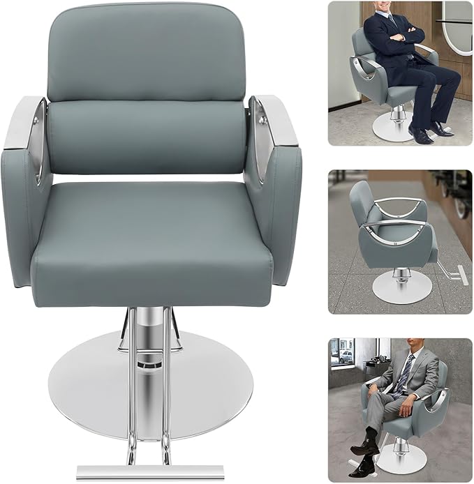 Barber Chair Salon Chair for Hair Stylist Adjustable Hydraulic Styling Chair with 360 Degrees Rolling Swivel for Salon Barbershop Tattoo Shampoo Beauty Equipment (Haze Blue)