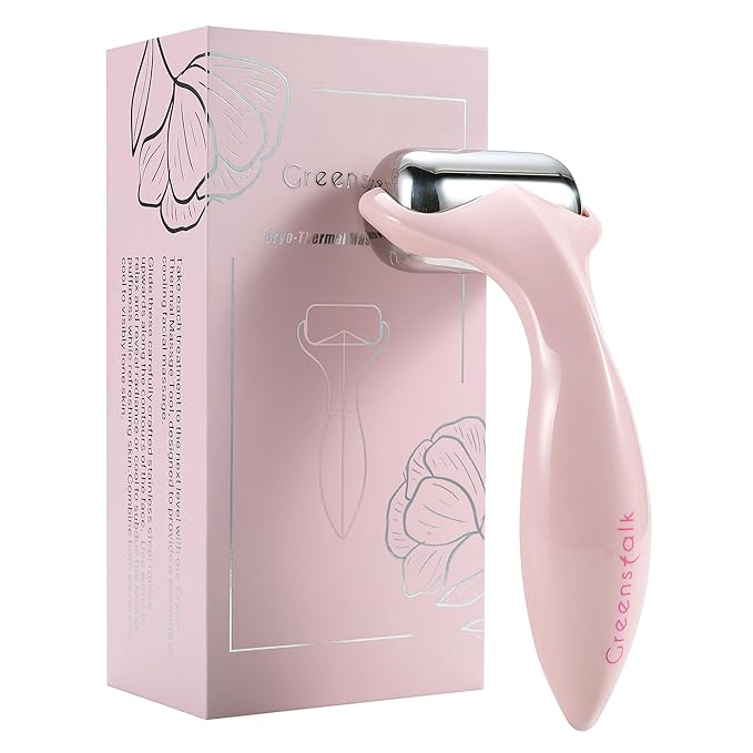 Greenstalk Ice Roller for Face & Eyes – Medical-Grade Stainless Steel Cooling Face Roller for Puffiness Relief, Dark Circles, Skincare Routine – Dual Cold & Warm Therapy, Ergonomic Design（1 unit）
