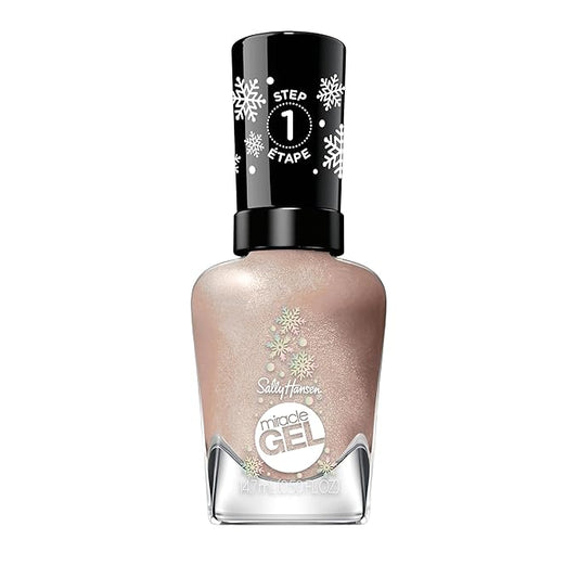 Sally Hansen Miracle Gel, Tinsel Time for Two, Long Lasting, Gel-Like Formula, No UV Lamp Needed, Semi Opaque, Shimmery Nude Nail Polish