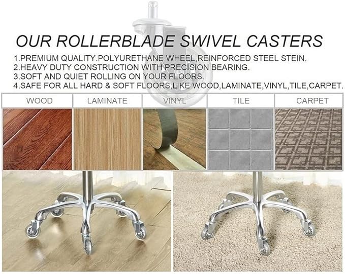 Kaleurrier Adjustable Rolling Stool for Salon: Heavy Duty Swivel Chair with Wheels for Hairdresser Esthetician Dentist - Spa Home Office Kitchen Dental Tattoo Shop Use - Seat Height 22”-30” - Green