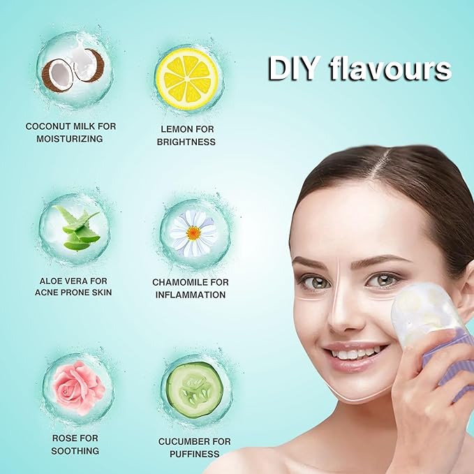 CrafTreat Ice Roller for Face, Eyes & Neck – Reusable Silicone Ice Mold for De-Puffing, Skin Care & Facial Massage (Blue)