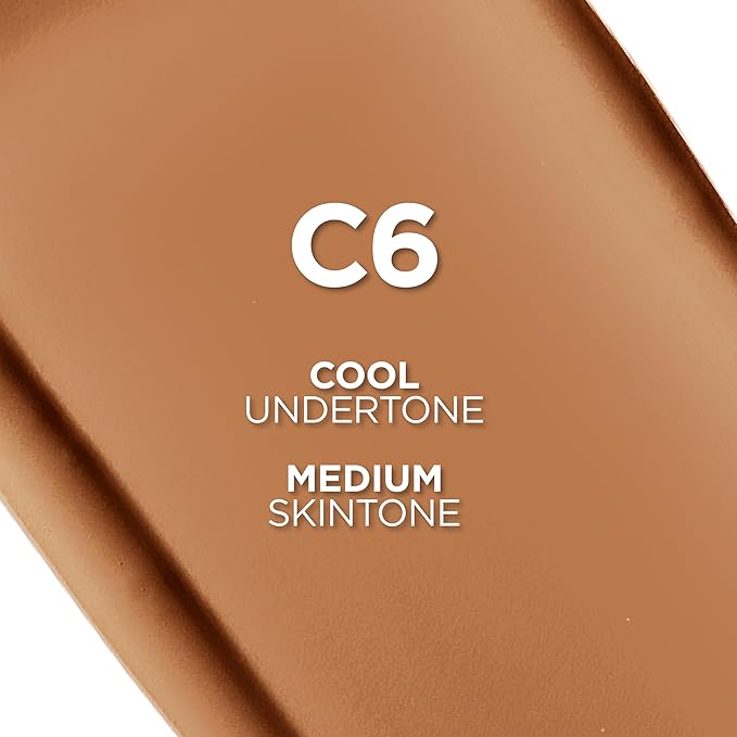 L'Oreal Paris True Match Super-Blendable Foundation, Medium Coverage Liquid Foundation Makeup, C6, Medium, 1 Fl Oz