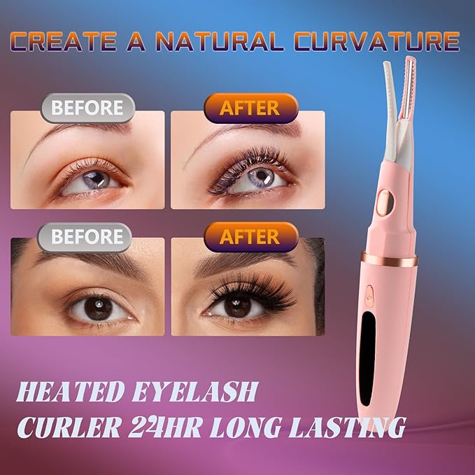 Heated Eyelash Curlers - 2 in 1 Clip- Type Electric lash Curler Best Seller 5S Heating Eyelash Curler LED Display 3 Temp Settings for Makeup Tools USB Rechargeable Natural Curling-Black