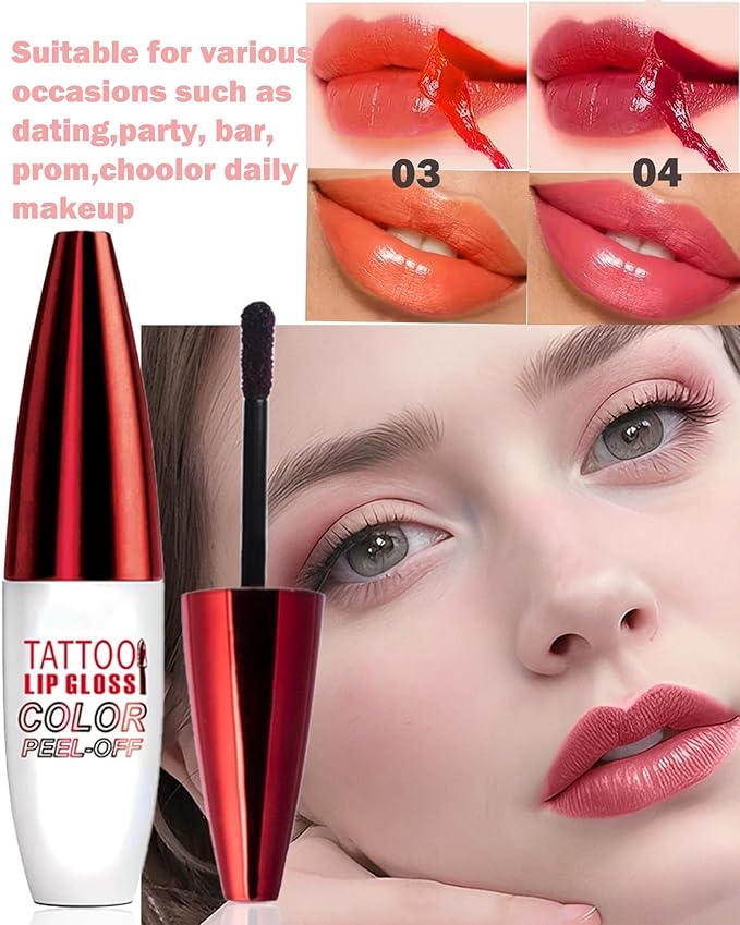Peel Off Lip Stain Tattoo Lip Gloss, Pink Matte Lip Liner Stain Peel Off Waterproof Long Lasting,Highly Pigmented Transfer-Proof Lips Tint Stains Non-Stick Tinted Liquid Lipstick Makeup for Women-01