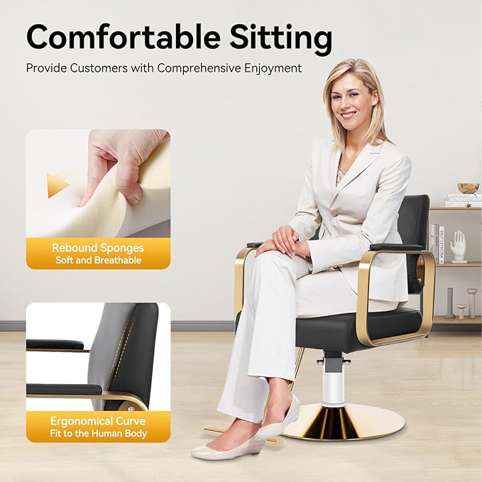 YIYIBYUS Salon Chair for Hair Stylist, 360° Swivel Barber Chair with Heavy Duty Hydraulic Pump, Spa Beauty Equipment for Hair Stylist Women Man, Max Load Weight 440 Lbs