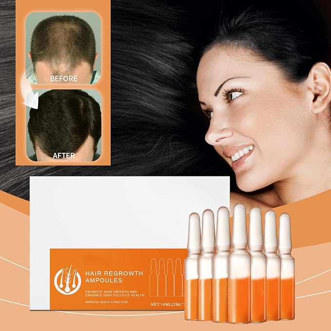 Hair Ampoule Treatment, Hair Growth Ampoules with Turmeric Root Extract, Hair Lotion for Damage and Dry, Instant Hair Strength Ampoule for Women & Men, 7pcs
