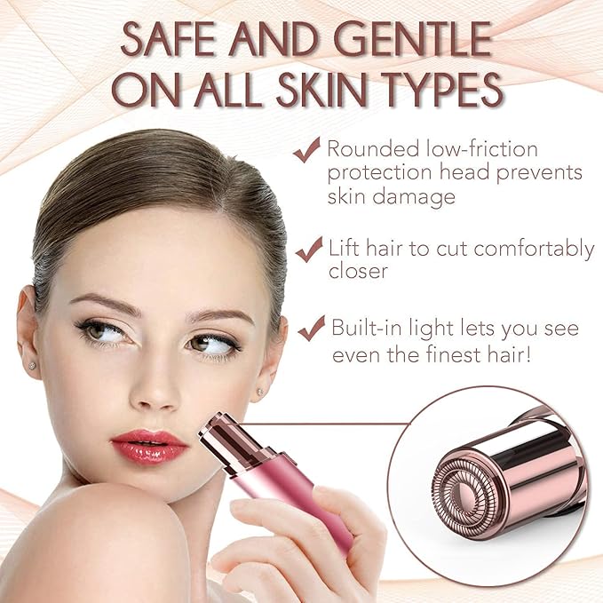 gurelax Facial Hair Removal for Women, Facial Hair Remover, Electric Face Shaver, Painless Hair Removal Device for Lip, Chin with a Velvet Bag