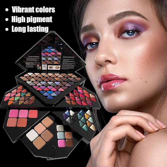 130 Color All In One Makeup Gift Set for Women Professional Makeup Kit Include 80 Eyeshadow, 20 Lipstick,15 Eyebrow Gel,5 Blusher,5 Contour & 5 Conclealer Makeup Palette Kit