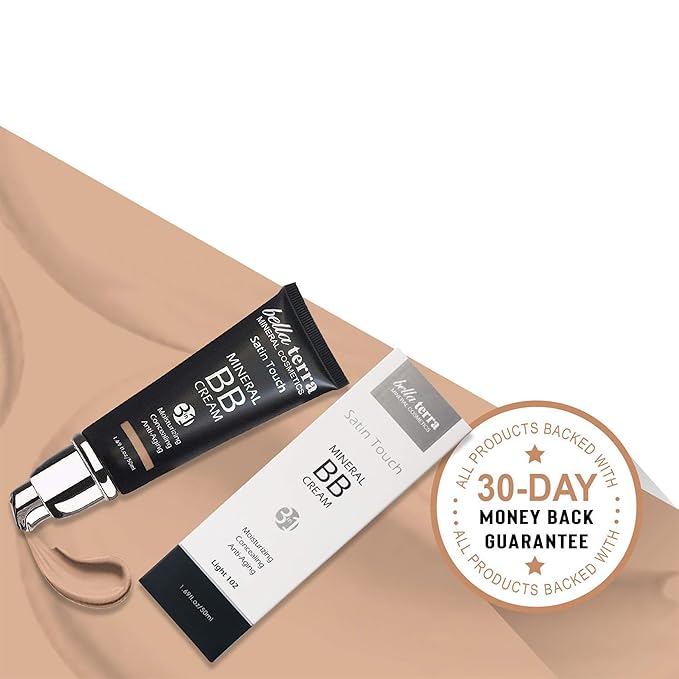 Bellaterra Cosmetics BB Cream - Tinted Moisturizer, Mineral Foundation Makeup, Light 102 | Skin Perfector, 1.69 oz