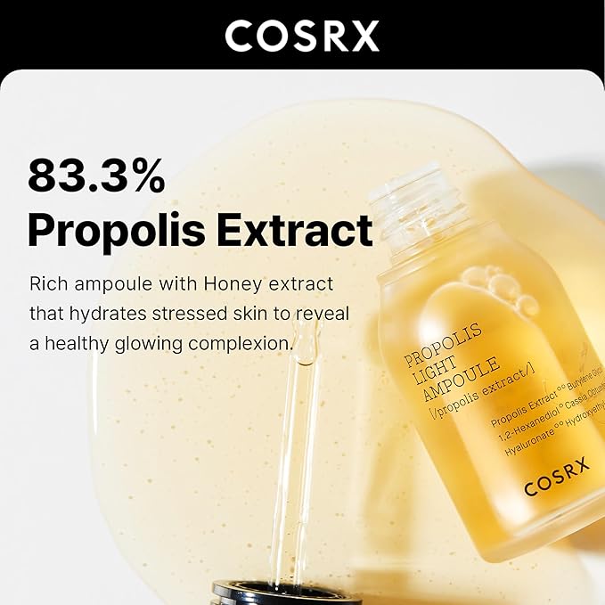 COSRX Propolis Ampoule, Glow Boosting Serum for Face with 73.5% Propolis Extract, 1.01fl.oz/30ml, Hydrating Essence for Sensitive Skin, Fine Lines, Uneven Skintone, Korean Skincare, Stocking Stuffers