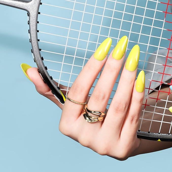 FANDAMEI Press on Nails, 24 Colors 576PCS Press on Nails Almond, Medium Acrylic Fake Nails Full Cover, Natural Glossy, False Nails with Nail Glue