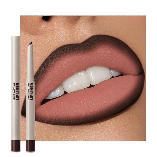 Erinde Long-Lasting Lip Liner Pencil, 2-in-1 Matte Lipliner Pencil for Sculpting & Filling, Rich Color Creamy Waterproof Lip Liner Crayon, Lip Contour Tint, Vegan & Cruelty-Free, 04 Charcoal Black