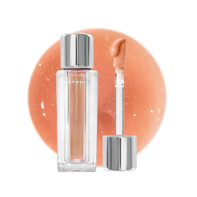 ENTROPY MAKEUP Tulle Lip Gloss, Lightweight 3D Pearl Shimmer, Ultra-Gloss High Shine, Non-Sticky Moisturizing Lip Gloss with Peptide Complex, Slip